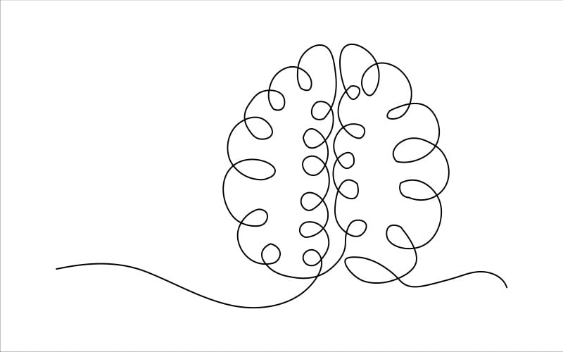 4. Cerveau humain dessin au trait continu sur fond blanc