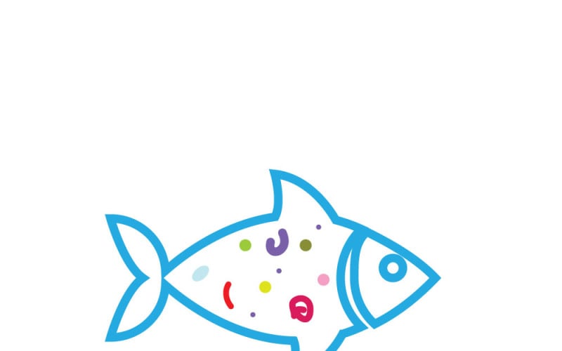 Icona ecologica vettoriale di pesce inquinato da microplastiche