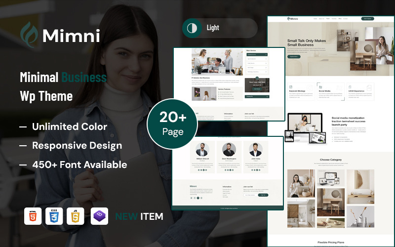 Mimni – Minimalista portfólió és üzleti WordPress téma