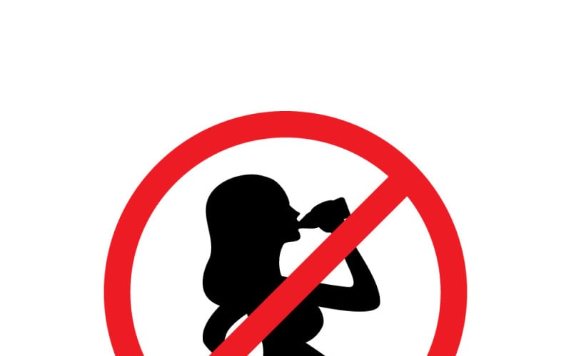 Vectorillustratie van een bord 'Geen alcohol voor zwangere vrouwen'