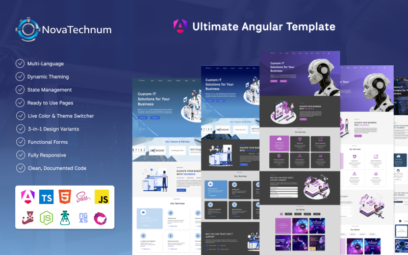 NovaTechnum — многоязычный, динамический шаблон веб-сайта Angular, готовый к использованию
