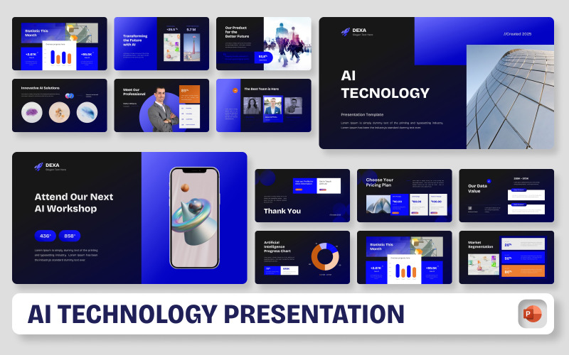 Modèle de présentation PowerPoint sur la technologie de l'IA (Dexa)