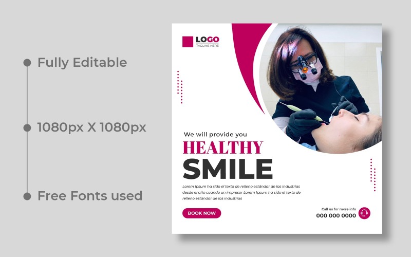 Modello di post sui social media per la cura dei denti Ver-4