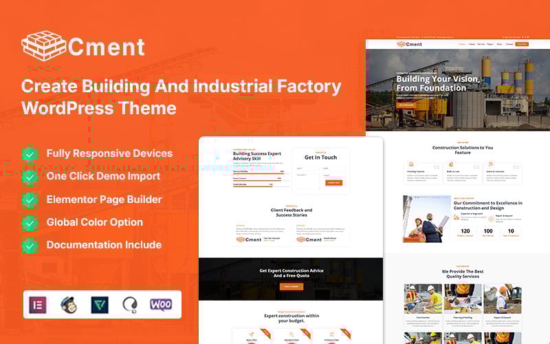 Cment - Bina ve Endüstriyel Fabrika WordPress Teması Oluşturun