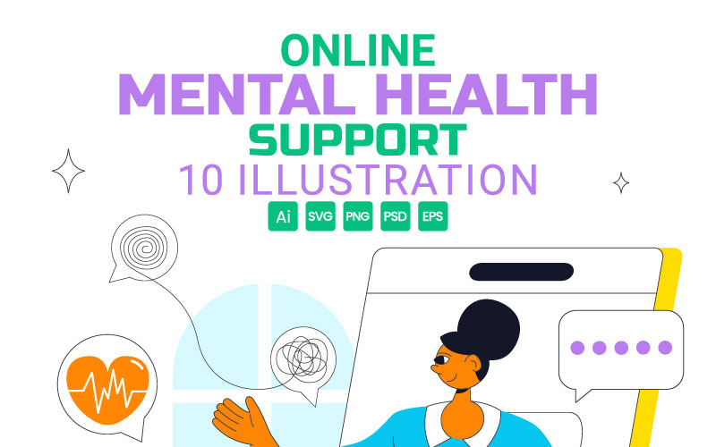 10 illustrationer av online stöd för psykisk hälsa