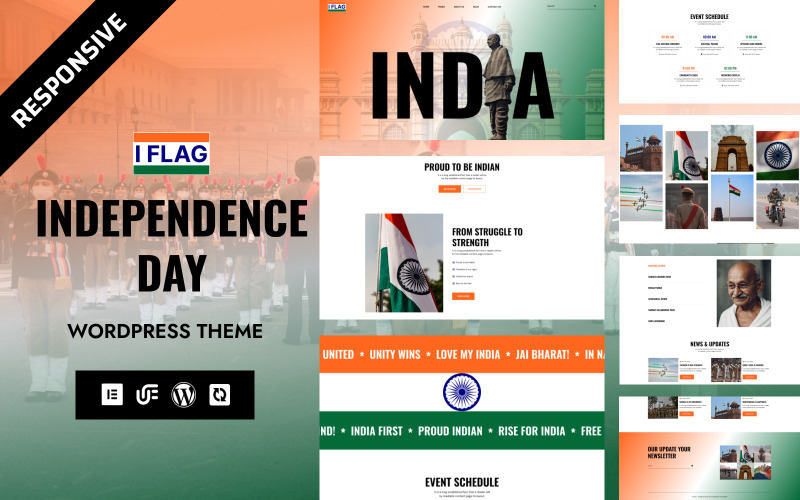 I Flag - Nationale feestdag en parade WordPress Elementor-thema