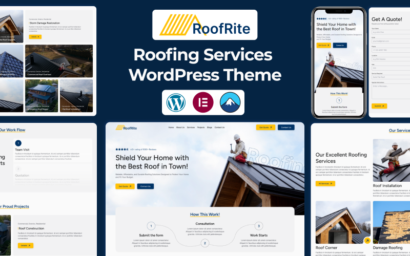 RoofRite – Takläggning och byggtjänster Modernt, Elementor WordPress-tema