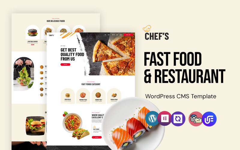Chef's - Thème WordPress Elementor pour restauration rapide et restaurant