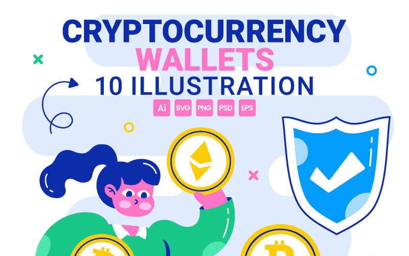 10 illustrationer av kryptovalutaplånböcker
