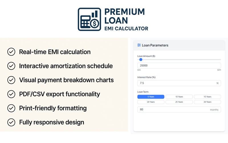 LoanPro - Professionele EMI-calculator voor leningen en aflossingsschema
