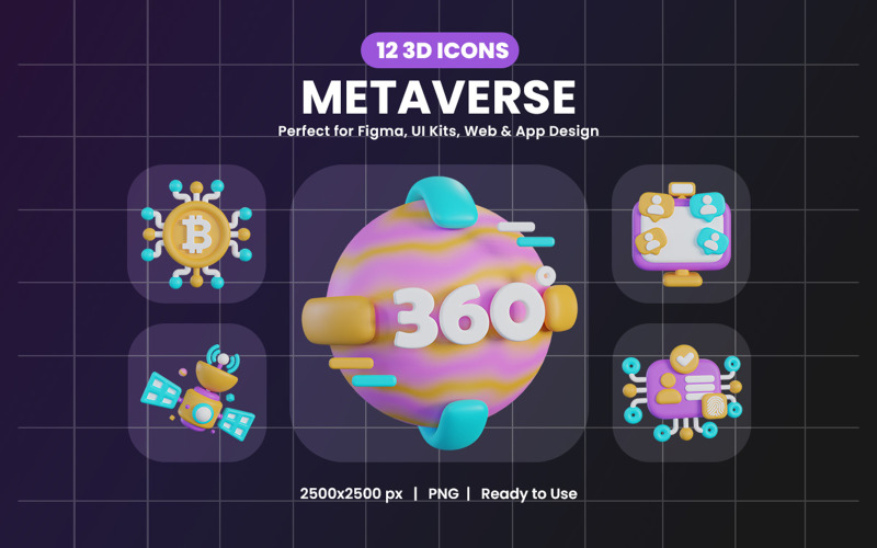 Дизайн пакету 3D-іконок Metaverse 7841