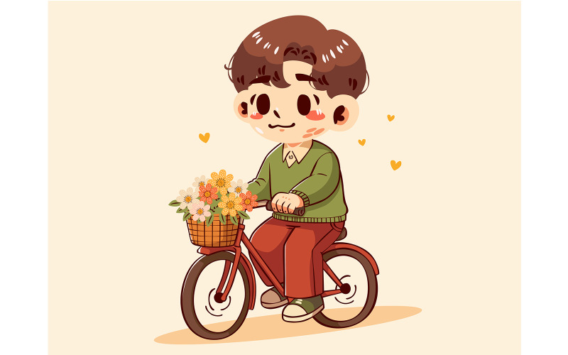 Garçon de dessin animé faisant du vélo