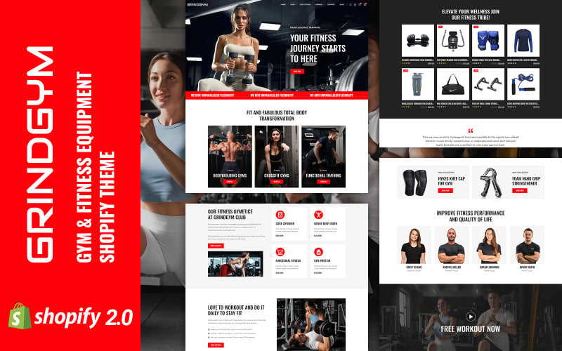 Grindgym - Negozio di sport, palestra e fitness Shopify 2.0 Tema reattivo