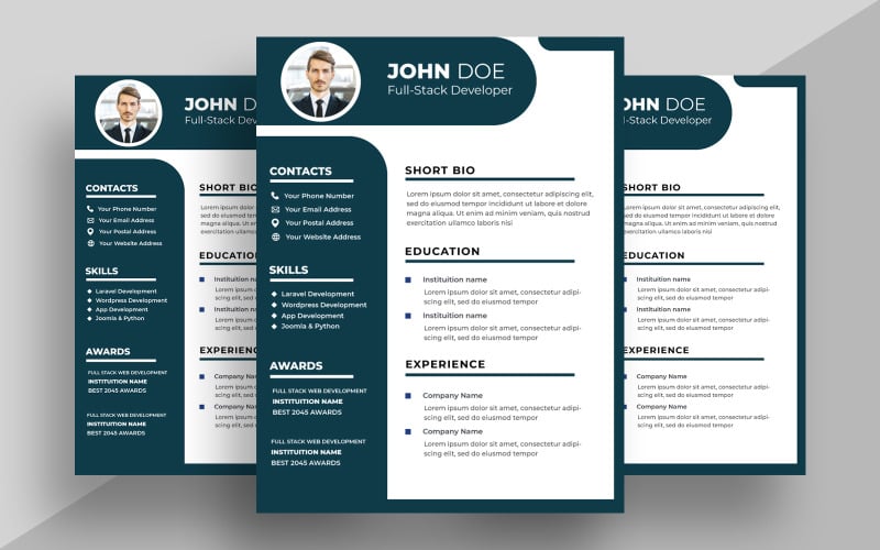 Modern Resume CV Template Ver-1 #541391 - TemplateMonster