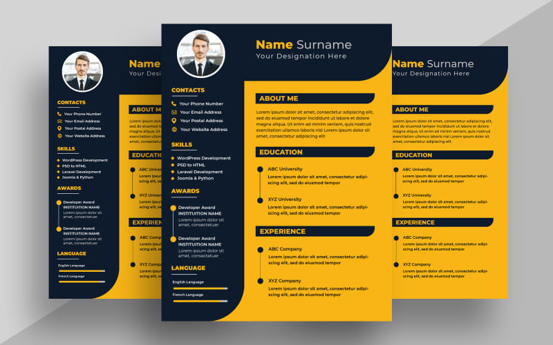 Modern Resume CV Template Ver-4 #541394 - TemplateMonster