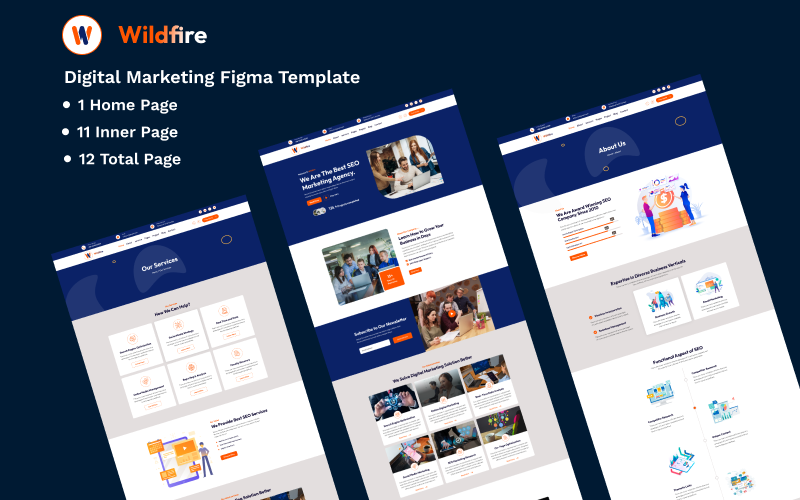 Wildfire – Moderne Figma-Website-Vorlage für Agenturen und Unternehmen