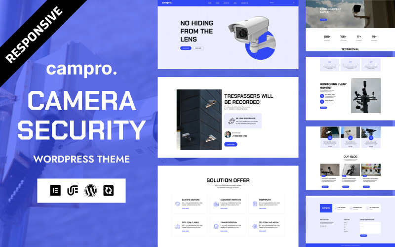 Campro. - Responzivní šablona WordPress Elementor pro služby CCTV a bezpečnostních kamer