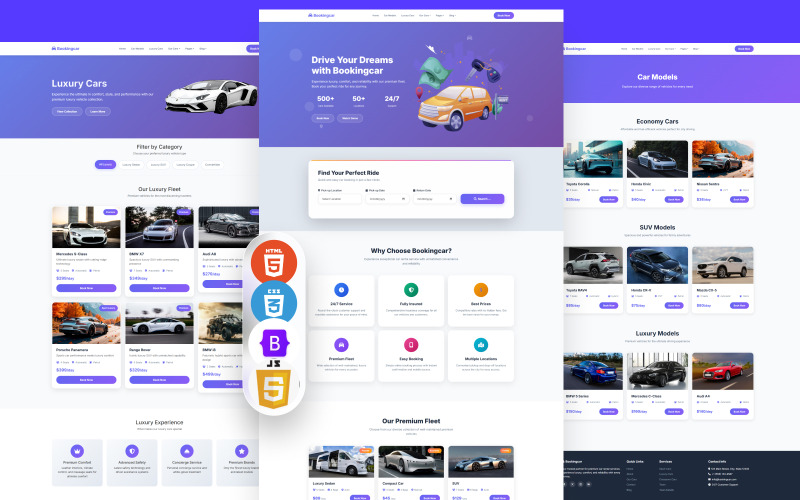 Carbooking - šablona pro prémiové pronájmy a rezervace aut v HTML