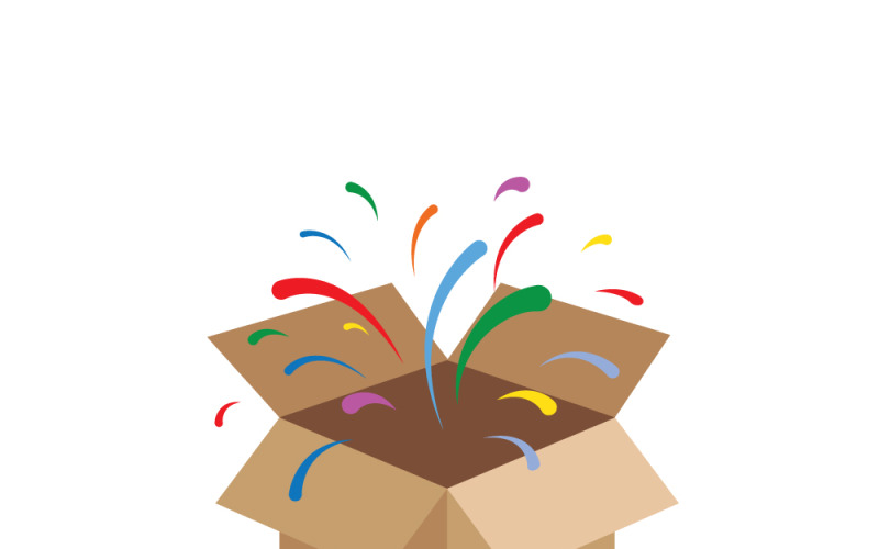 Ilustración vectorial de una fiesta de celebración con caja de confeti de colores