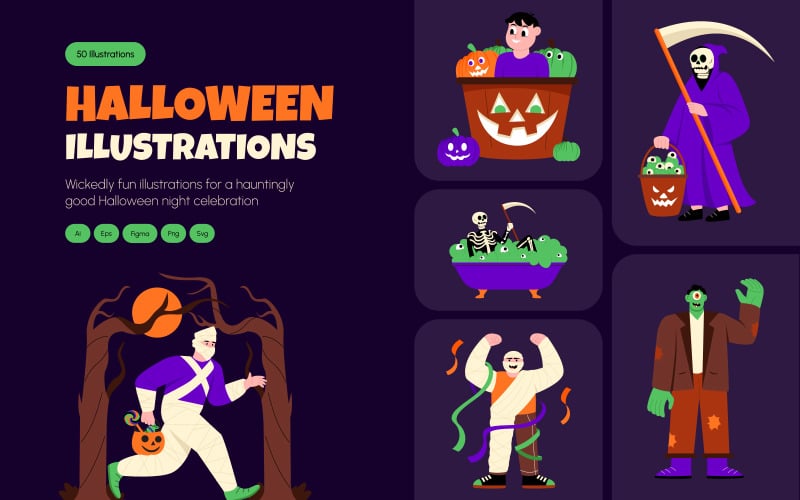 Halloween-Illustrationskunstset