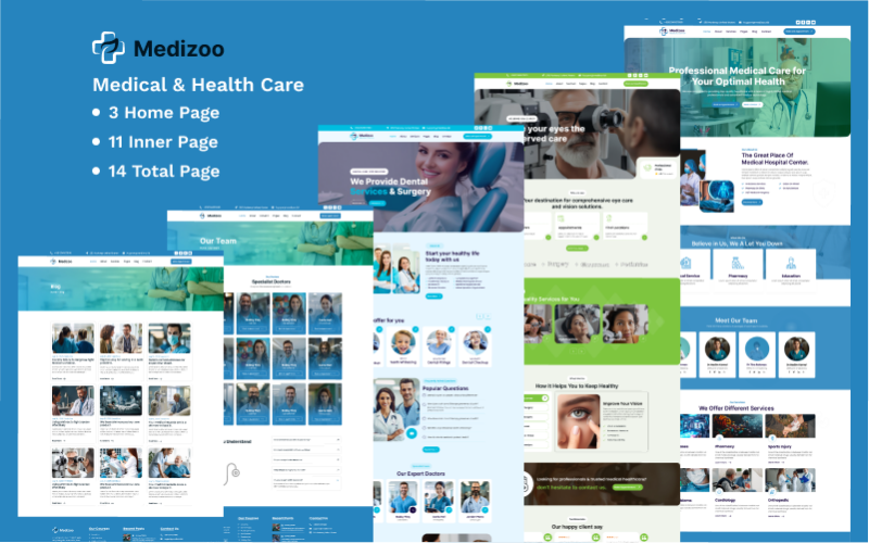 Medizoo – Modelo de site Figma para assistência médica e de saúde