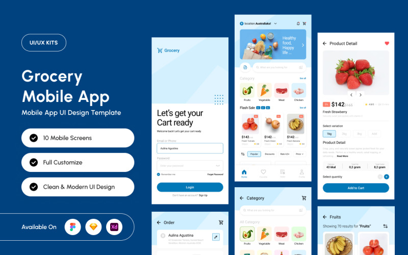 Kit de interface do aplicativo de compras Daily Needs