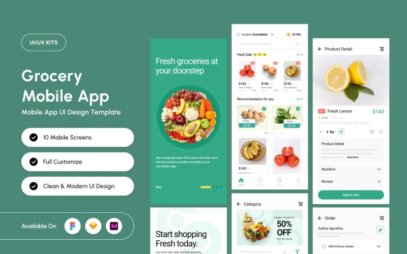 Mobilt användargränssnitt för Fresh Market-leverans
