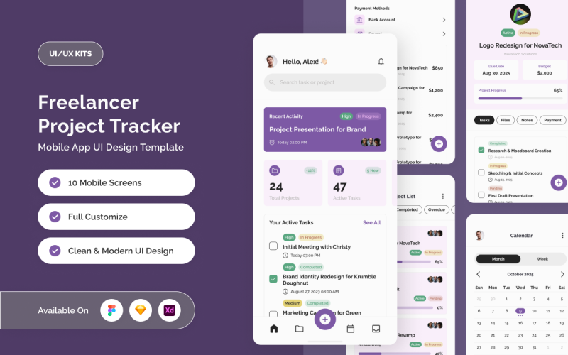 Mobilt UI-kit för projektledning