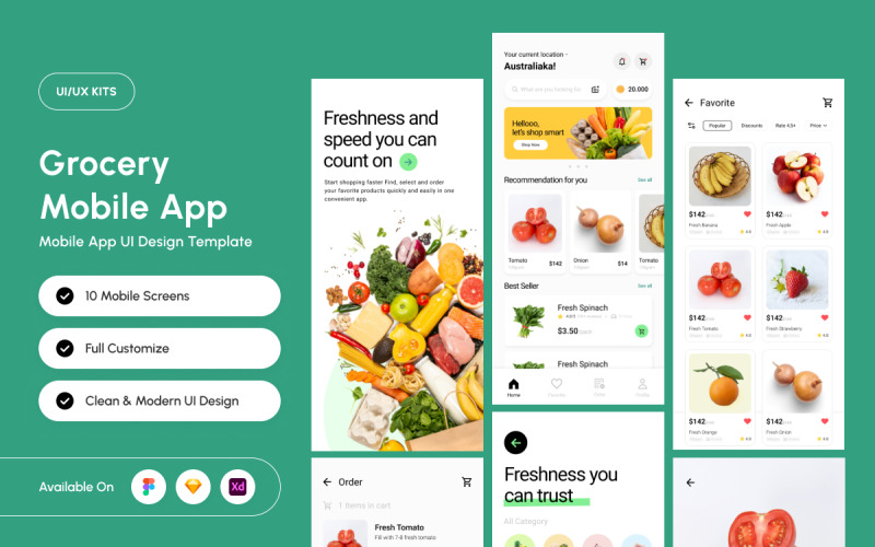 Mobilapp för online-livsmedel - användargränssnitt