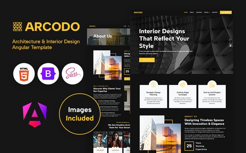 Arcodo - Angular шаблон для архітектури та дизайну інтер'єру