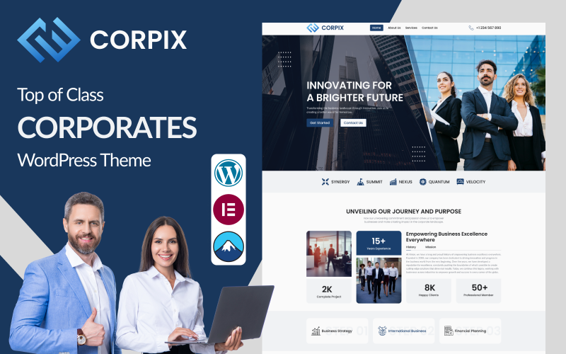 Corpix – сучасний бізнес та корпоративний шаблон Elementor для WordPress