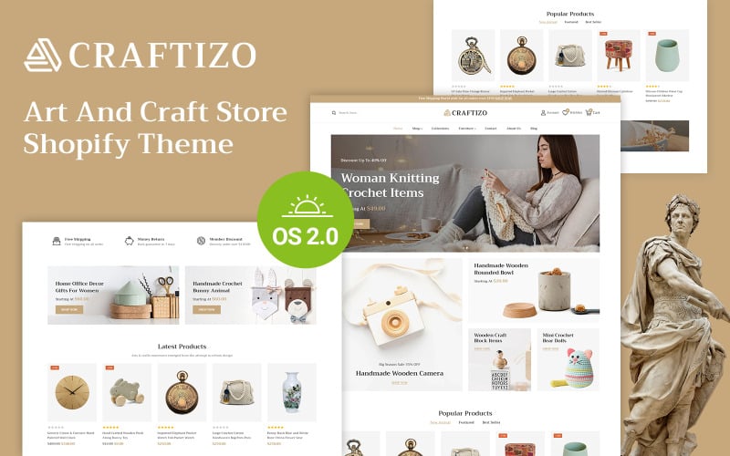 Craftizo – Responsives Shopify 2.0-Theme für Wohndekor und Kunstgalerie