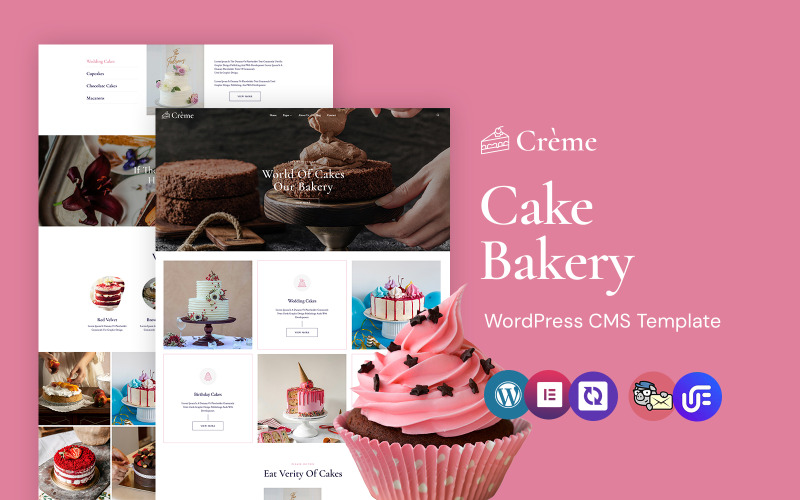 Crème - Тема Elementor для WordPress на тему смачних тортів та тістечок