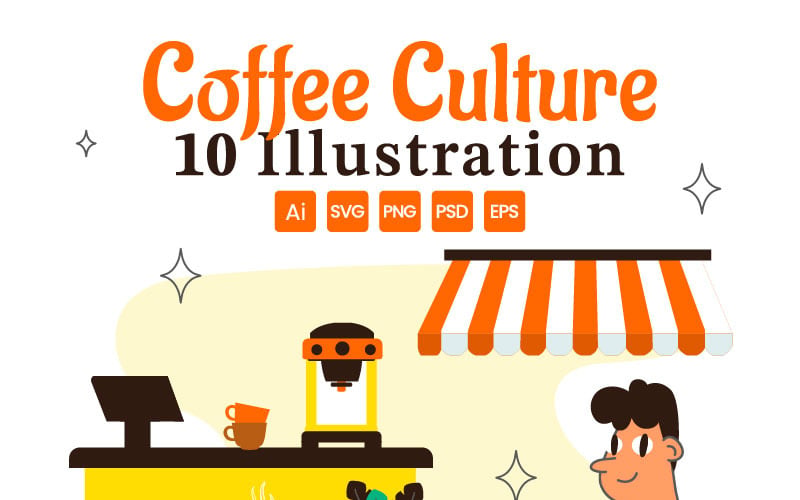 10 illustrationer av kafékultur
