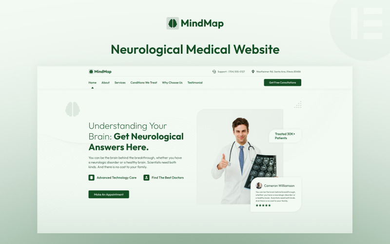 MindMap: Plantilla Elementor para sitios web de medicina neurológica