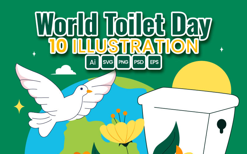 10 Illustrationer för Världstoalettdagen