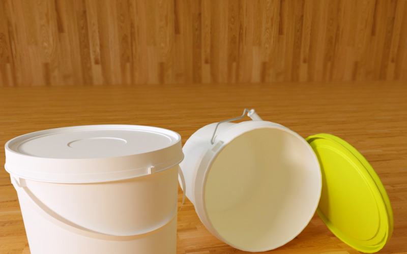 3D model sady kbelíků s barvou