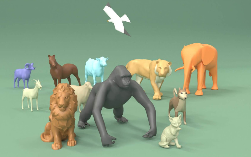 Modello 3D Lowpoly Animals PACK