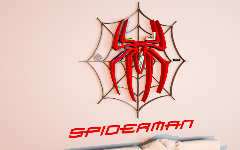 Modelo 3D da estante do Homem-Aranha