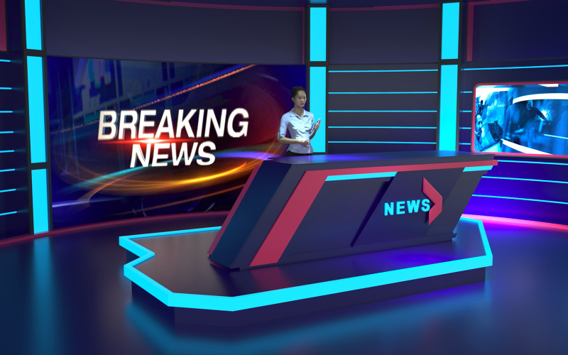 Modelos 3D de estudios de televisión para transmisión de NOTICIAS