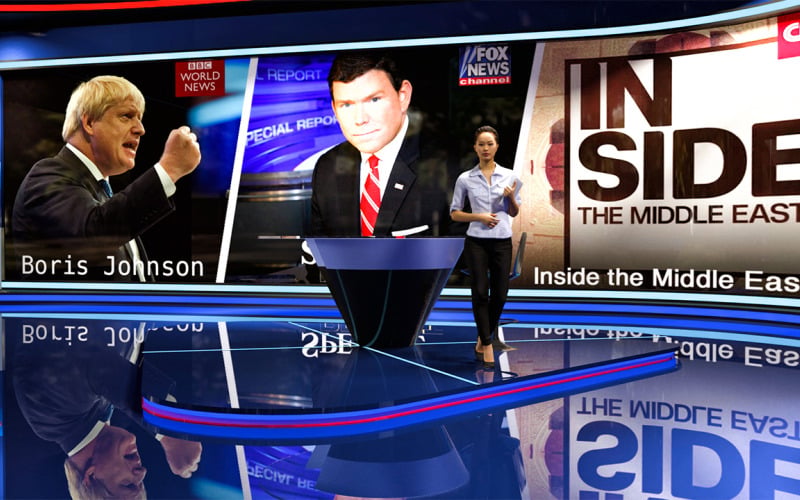 Modelo 3D del estudio virtual Global News