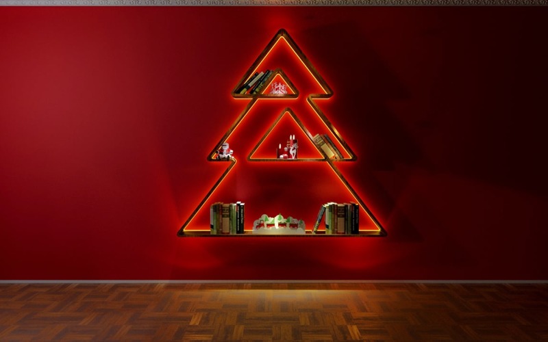 Modèle 3D de bibliothèques en forme d'arbre de Noël