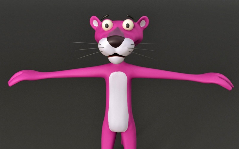 Różowa Pantera w kreskówkowym modelu 3D