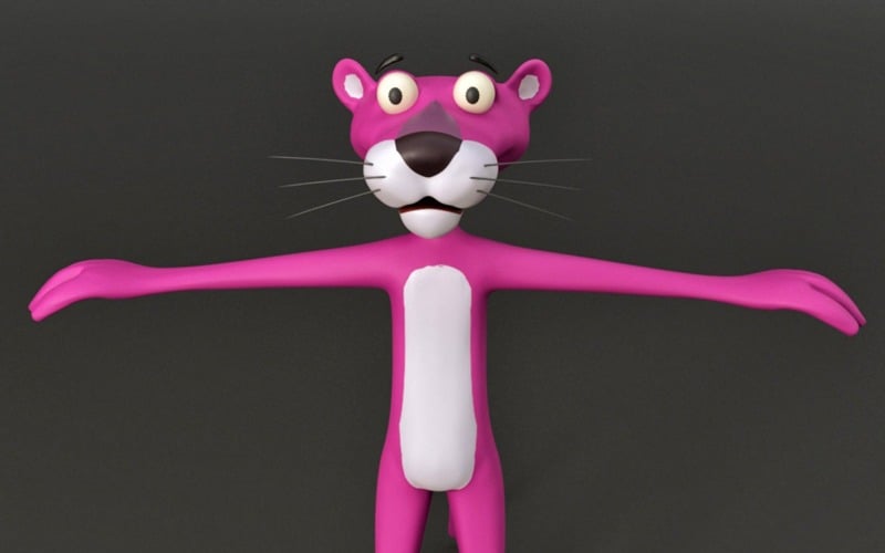 Rózsaszín Párduc rajzfilm 3D modell
