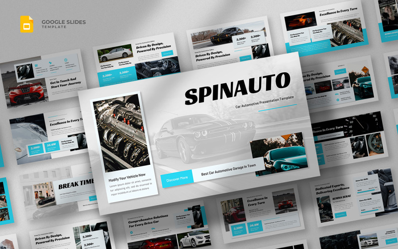 Spinauto - Auto-automobiel Google Slides-sjabloon