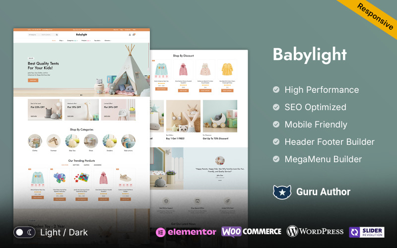 Babylight - Gyerekdivat és Játékok Elementor WooCommerce Áruház