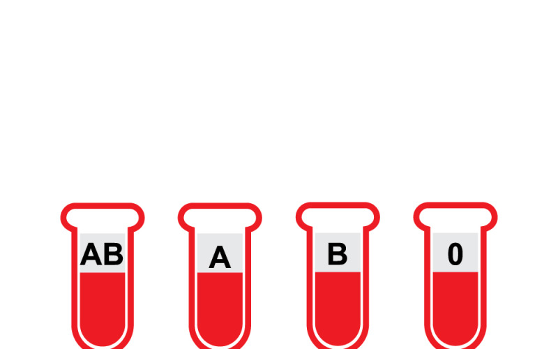 Ilustración vectorial médica de laboratorio de tubos de ensayo de tipo sanguíneo
