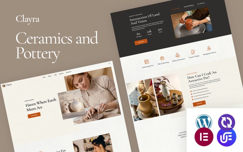 Clayra – Ceramics and Pottery WordPress CMS Elementor Template