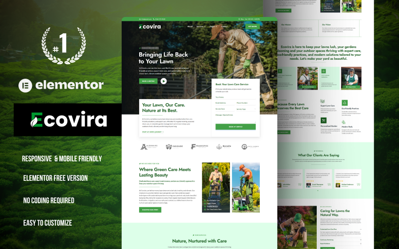 Ecovira – Servizi di taglio del prato e giardinaggio WordPress Elementor Kit