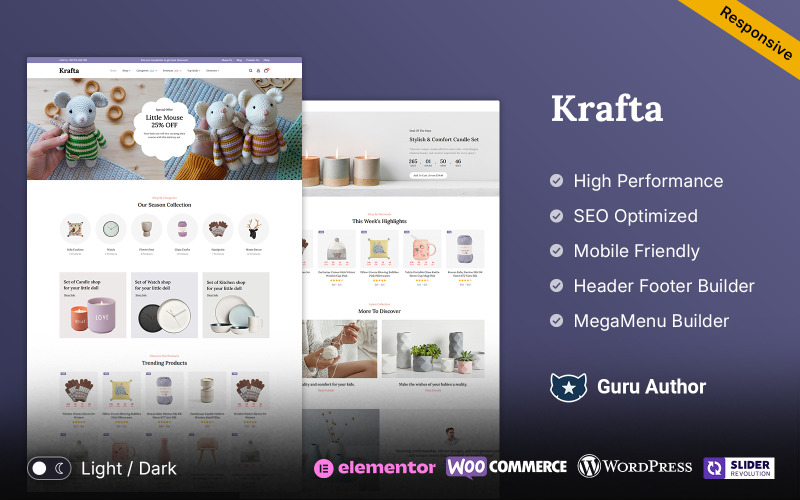 Krafta - El Yapımı Sanat ve El Sanatları Mağazası Woocommerce Çok Amaçlı Duyarlı Tema